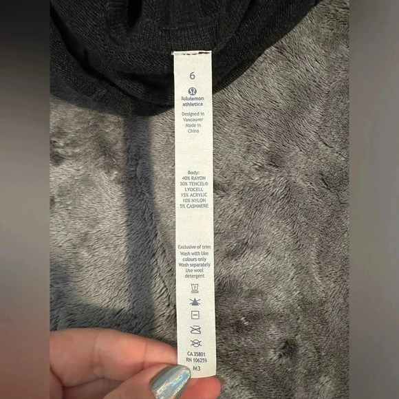 Lululemon Iconic Wrap Sweater Heathered Black Grey Size 6 - Picture 7 of 7